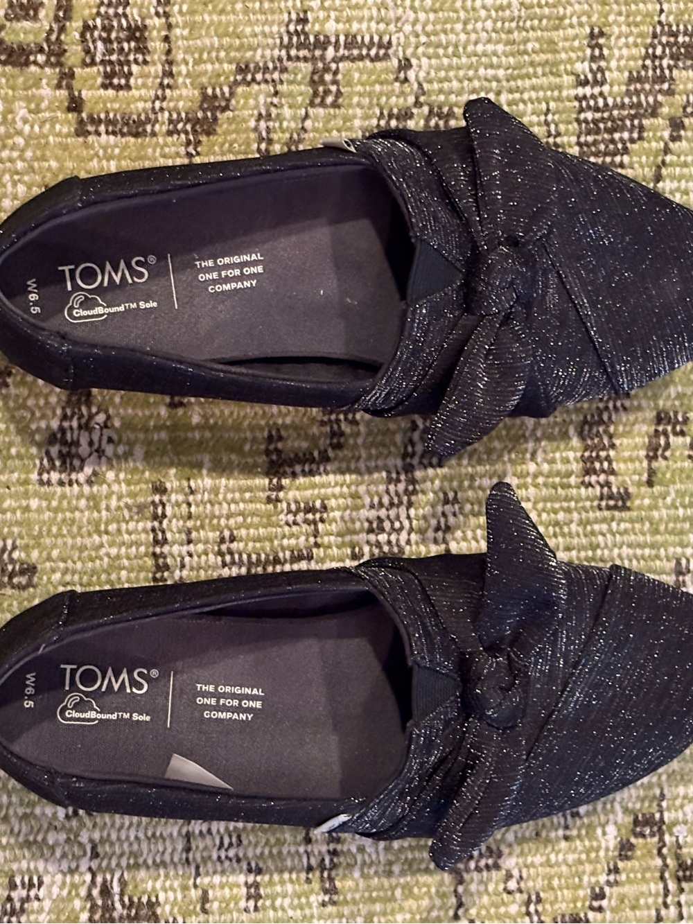 TOMS Black Knot-Detail Slip-On Flats